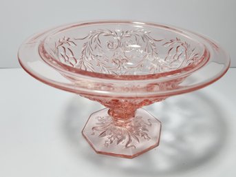 Pink Depression Glass 'Rock Crystal' Pedestal  Candy Dish