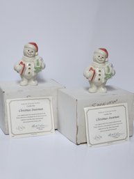 Two Lenox Porcelain Christmas Snowmen