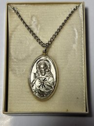 Sterling Silver Sacred Heart Of Jesus Medal