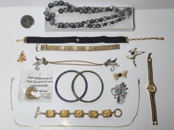 15 Piece Cistume Jewelry Lot With Seiko Wrist Watch