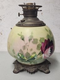 Signed Miller Floral Decorated Gone With The Wind Lamp Base