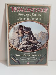 Winchester Big Game Rifles And Ammunition Tin Advertising Sign.