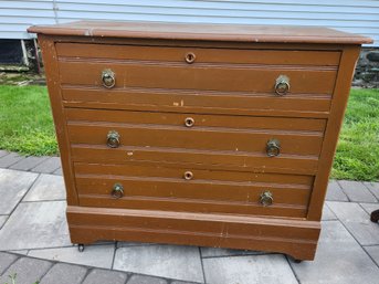 Painted Victorian Oak Three Draw Chest