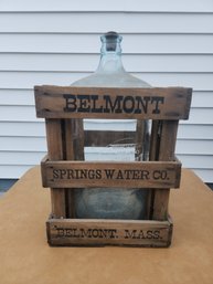 Belmont Springs Spring Water Bottle In Original Wooden Advertising Crate