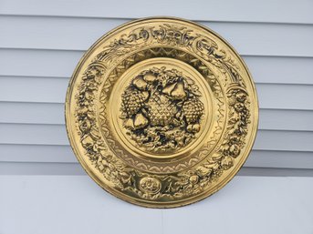 22 1/2' Embossed Brass Fruit Decorated Charger