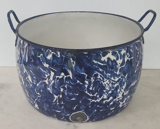 Two Handled Blue Agateware Pot