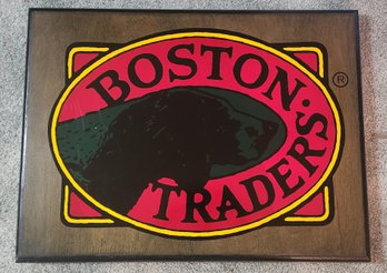 Wooden Boston Traders Advertising Sign