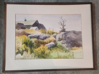 Original Elizabeth Roop Watercolor Painting Of Farm