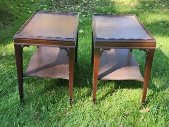 Pair Of Vintage Mahogany And Tables With Ebony Accents