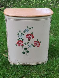 Floral Decorated Tin And Wicker Hamper