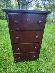 Diminutive Brown Painted Maple Four Drawer Storage Chest