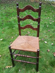 Mahogany Ladder Back Desk Chair With Rush Seat