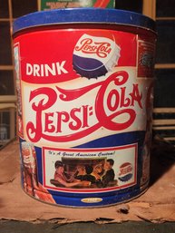 Tin Lithographed Snack Tin With Pepsi Cola Advertising
