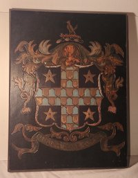 Hand Painted And Wood Burnt Coat Of Arms