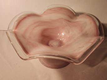 Pink Art Glass Compote