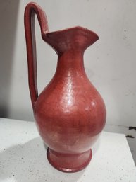 Interesting Pottery Ewer With Red Volcanic Glaze