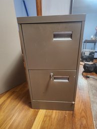 Metal Two Drawer Legal Size File Cabinet With Key
