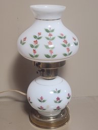 Hand Painted Milk Glass Table Lamp