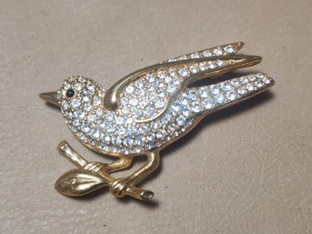 Swarovski Crystal Bird On Branch Pin