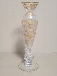 Acid Etched Fostoria Crystal Bud Vase