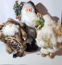 Three Old Time Santa Claus Figures