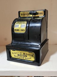 Uncle Sam's 3 Coin Mechanical Register Bank