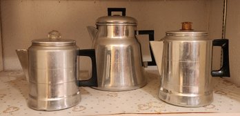 Three Vintage Aluminum Coffee Populators