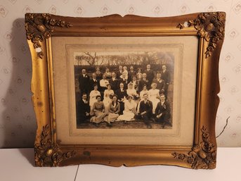 Ornately Framed Antique Wedding Day Photograph.