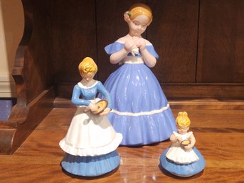 Ceramic Figures Of Young Girl And Mother And Daughter