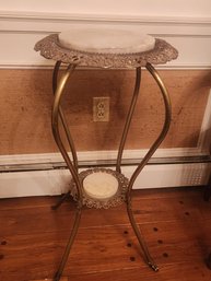 Fancy Victorian Brass And Iron Stand With Onyx Insert