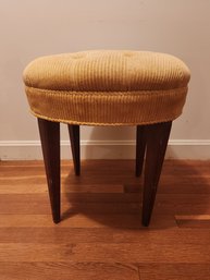 Cherry Tappered Leg Stool With Tufted Seat