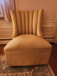 Gold Upholstered Channel Back Boudoir Chair