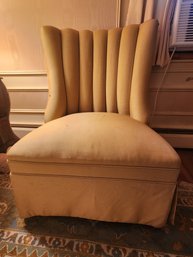 Gold Upholstered Channel Back Boudoir Chair