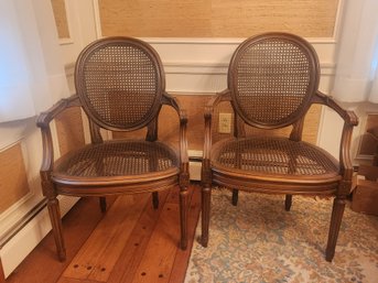 Pair Of French Cameo Back Arm Chairs
