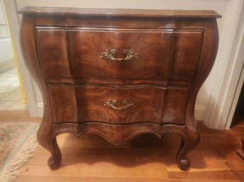 White Fine Furniture French Two Drawer Bombe Night Stand
