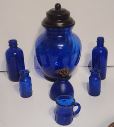 Lot Of Cobalt Blue Glass (7 Pieces)