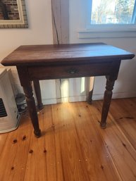 Antique Oak Work Table With Drawer