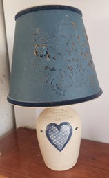Northwood Stoneware Heart Decorated Jug Lamp