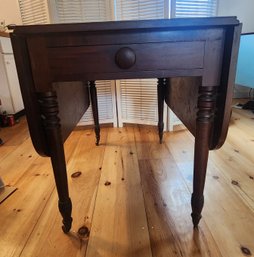 Mahogany Drop Leaf Table With Drawer