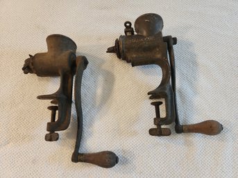 Two Cast Iron Meat Grinders