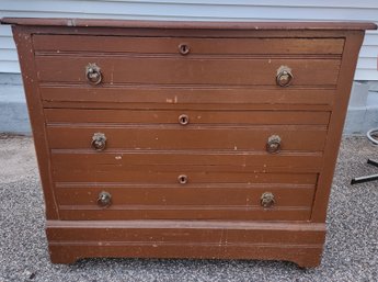 Painted Victorian Oak Three Drawer Chest