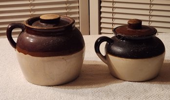 Two Stoneware Bean Pots