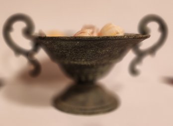 Bronze Two Handled Urn Full Odf Sea Shells