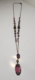 Antique Amythest Glass Beaded Neclace