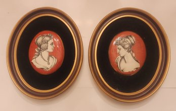 Pair Of Framed Oval Portrait Plaques
