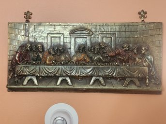 Brass Clad On Chalkware Wall Plaque Of The Last Supper