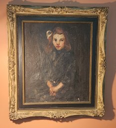 Oil Painting On Canvas Of A Young Girl  In The Manner Of  Robert Henri (as Is)