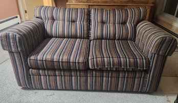 Comfortable Striped Upholstered Love Seat