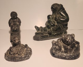 4 Wolf Original Inuit Sculptures