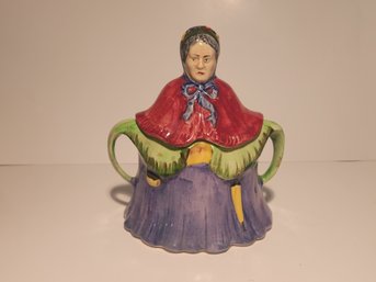 J WC English Figural Lady Covered Sugar Bowl
